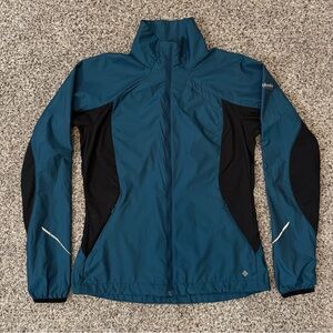 2011 Columbia Titanium Reflective Windbreaker Thumb Holes Cinch Waist Blue Y2K